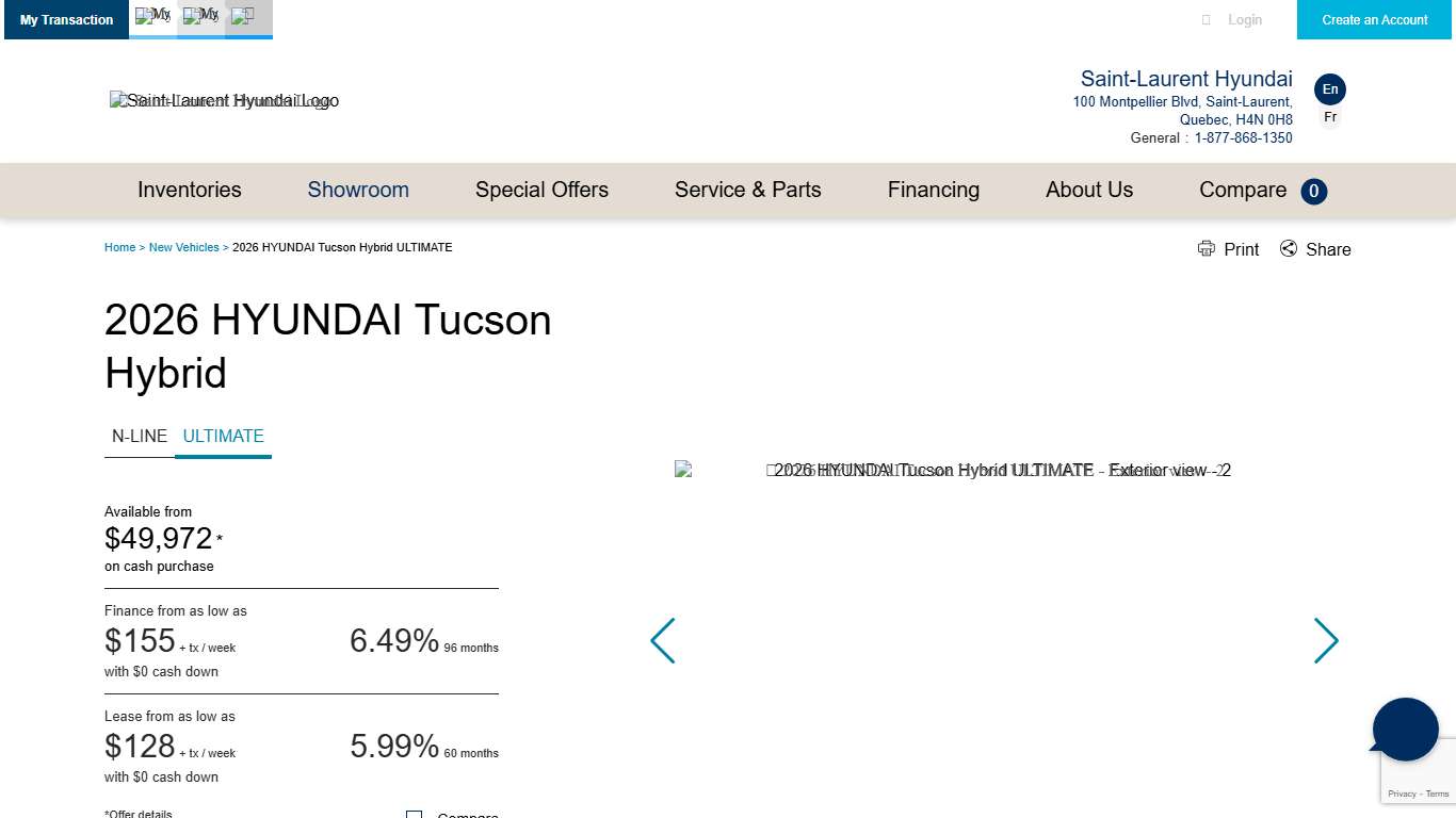 Saint-Laurent Hyundai The 2026 Hyundai Tucson hybrid ULTIMATE in Saint-Laurent